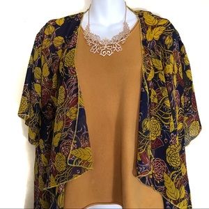 COPY - Lularoe Gold & Maroon Floral Kimono Shaw